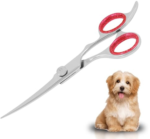 Tijeras curvadas para peluquería canina de 6,5 pulgadas con punta redonda de seguridad, tijeras curvas de acero inoxidable para perros y gatos, tijeras para cortar el pelo, herramientas familiares