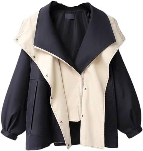 Vagbalena Giacca Trapuntata a Vento di Media Lunghezza a Vita Alta con Risvolto Casual da Donna Primaverile e Autunnale con Tasche Cappotto con Cappuccio