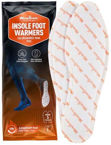 WarmSpark Foot Warmer - Insole Feet Warmers 5 or 30 Pairs - 10 Hours Warm Feet (30, M (7.5-9))