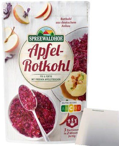 Spreewaldhof Apfel-Rotkohl Fix und Fertig mit frischen Apfelstückchen (400g Packung) + usy Block