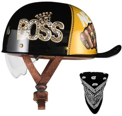 Moto Casquette De Baseball Casque Demi Vintage Casque Jet Demi Coque ECE Homologué Mobylette Bols Casque Street Cruiser Jet Style Casque pour Hommes Femmes Fashion