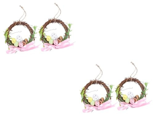 Alipis 4 Stück Osterrebenkreis Künstliche Blumengirlande Osterhase Weinzweig Kranz Vogelnest Dekor Osterei-Girlande Sonnenblumen-Ornament Künstliche Zweige Hochzeit Dekorationen Plastik