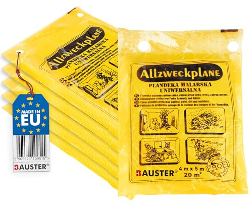 BAUSTER® 5er Abdeckfolie Maler 4x5 m Grau Plane Baufolie Staubschutzfolie Allzweck-Folie Malerplane Malerfolie Abdeckfolie für Renovierung und Umzug