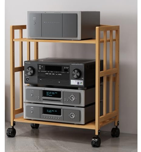 Audio Rack HiFi Regal DVD-Spieler Stand Regal 50 55 60 70 80 cm, Audio Rack Tower/Holz TV Stereo Audio Schrank - Für Wohnzimmer Büro, Bewegliches Plattenspieler-Regal(Color:2 Tier 77cm(H),Size:55cm(L