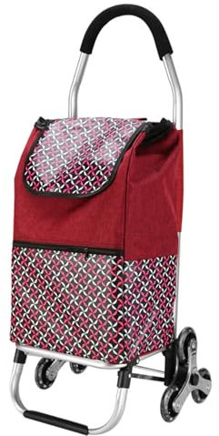 NISMIA Einkaufswagen 35l, ergonomischer Faltbarer einkaufswagen, Faltbarer einkaufswagen, ideal für senioren, Camping, Reisen & Alltag,Wine red,89 * 44 * 32cm