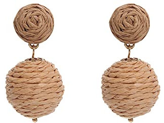 Boho Handmade Rattan Ohrringe Geometrische Bast Ohrringe für Frauen Mädchen Sommer Strand Schmuck Ohrringe Knorpel (A, One Size)