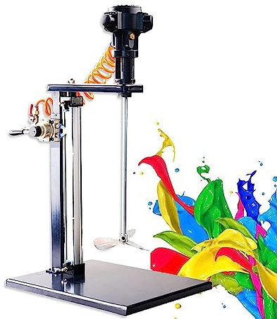 Pneumatischer Mischer, Edelstahl, Rührwerk für Farbrührmaschine, automatisches Anheben und vertikales Mischen, Farbmischlösung mit Luftrührer auf dem Tisch
