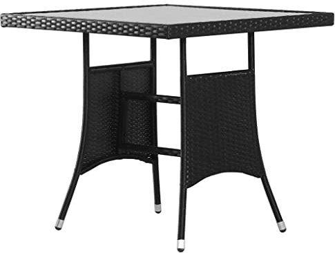 LAPOOH Gartentisch Schwarz 80 x 80 x 74 cm Poly Rattan, Gartentisch, Terrassentisch, Esstisch Garten, Gartenesstische, Gartenmöbel, Außentisch - 318712