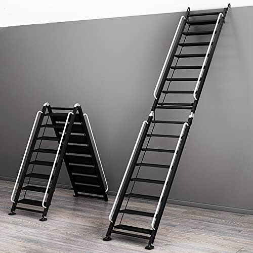 Folding Portable Attic Access Ladder with Handrails Wall mounted Climbing Ladder for Loft RV Roof 330lbs Max Load Ideal for Home Office 10 Step Ladders
