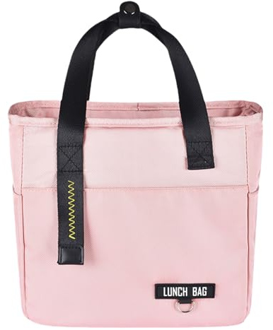 FAVORTALK Lunch Bag Insulated Lunch Bag for Women Adult Work Ladies Men Cool Bag Lunch Box Container Tote Bags for School Picnic or Travel - Small Pink