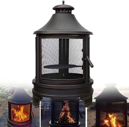 WEIMILOR Brasero para Exteriores 2 en 1 con Parrilla, Estufa de leña portátil para Exteriores, Estufa de Carpa Multiusos extraíble, brasero, Estufa de Horno, Barbacoa para Acampar