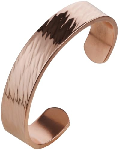 DEMMEX 3 mm Bracelet Jonc Manchette en Cuivre Massif pour Homme et Femme – 100% Cuivre Pur, Brut, Non Revêtu et Non Magnétique – Le Plus Épais de Sa Catégorie (M-L | Pour Poignet de 14 à 17,5 cm)