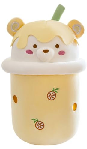 Surakey Bubble Tea Kuscheltier Plüschkissen, Kawaii Plüschbär Bubble Tea Plüschtier Kissen Niedliche Milchtee Tasse Boba Plüsch Weich Stofftier Spielzeug Geschenk für Kinder Erwachsene, 40CM