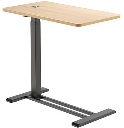 Spacetronik Höhenverstellbarer Beistelltisch mit Rollen | Mobiler Stehpult Höhenverstellbar 66–106 cm, Laptoptisch für Couch, Bett & Homeoffice, Tischplatte 70x40 cm, Schwarz/Holz