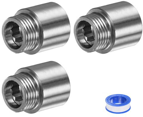 M METERXITY Shower Head Extension Arm, Stainless Steel G1/2 Male to Female Extension Pipe Fitting Adapter with PTFE Thread Seal Tape for Shower/Faucet, Pipe Plumbing Coupler 1.39/35mm 3-Pack