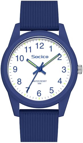 SOCICO Kinder Analog Uhren für Mädchen Jungen Kinder Uhren mit Weichen Band Lernen Zeit 50M Wasserdicht Kinderuhr Leicht zu Lesen für Alter 4-12 Kind Geschenk (Blau)