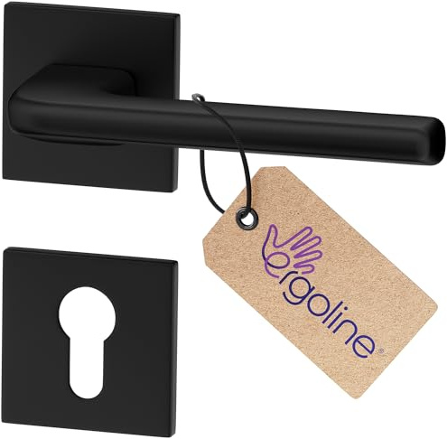 ERGO line Modern Design, Schwarz Türbeschlag DISCO, Türgriff PZ - Profilzylinder Set Schwarz Matt, Eckig Drückergarnitur, Die ultra-feine Silhouette, Türbeschlag, Türklinke Schwarz, Türdrücker