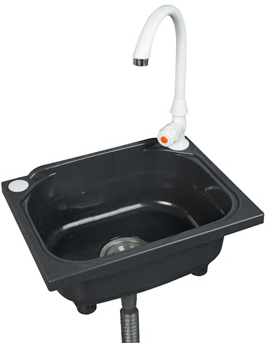 Kitchen Single Bowl Utility Sink, Kitchen Wall-Mounted Sink Plastic 15.1 x 11.2 Inch with 1.26 inch Faucet Hole,for Home rv,Restaurant, Dorm,Garage,Bathroom,Laundry(Gray)