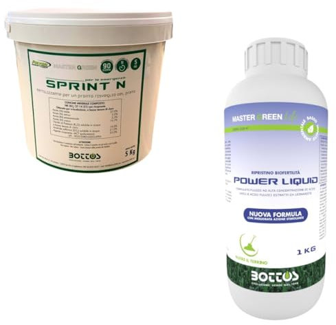 Concime Sprint N kg 5 + Power Liquid lt 1 per un prato più forte