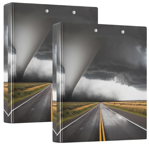 Tornado Road Storm 3 Ring Binders 1 1/2 Inch Hold 200 Sheets Cute Folders Notebook Round Ring Planner Binder, 12.4x10.63x2.36inch, 2 Pack
