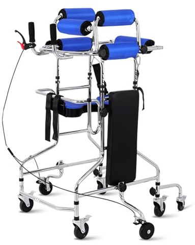 Andador vertical con frenos de mano para personas mayores, ayuda de movilidad de 8 ruedas para uso en interiores y exteriores, soporta la rehabilitación de hemiplejia y asistencia de pie