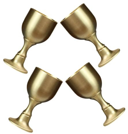 MOTHNUR 4 Piezas Copa De Latón Vintage Copas De Vino Medievales Para Decoración De Fiestas Rituales Religiosos Hogar o Eventos Temáticos