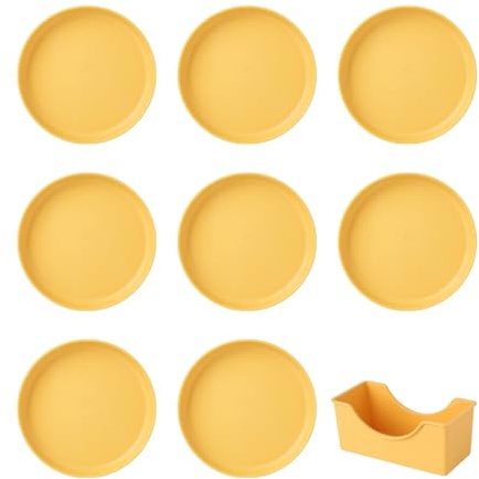 Vaisselle en plastique Assiettes de fête écologiques 8 pièces ensemble coloré pour le camping quotidien vaisselle légère incassable lavable au lave-vaisselle pour enfants jaune