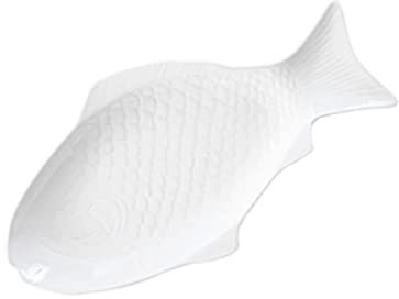 SMASOLO Vaisselle Céramique Créative Plat Forme De Poisson Plat De Rangement Pour Collations Dîner Maison Blanc