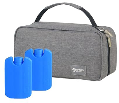 Bolsa de viaje portátil para almacenamiento de leche materna con bolsas de hielo incluidas, interior resistente al agua para mamás que bombean, bolsa de almacenamiento discreta para lactancia materna