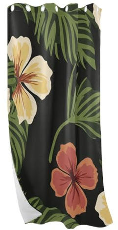 Amooorous Hawaii Yellow Flowers Reen Leaves Blackout Curtains for Sliding Glass Door Decorative Window Curtains For Bedroom 84 Inch Length 84 cortinas para cocina