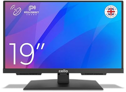 Cello C1924SH-12V TV LED Full HD da 19 senza cornice, 12 volt - Triplo sintonizzatore, HDMI, registrazione USB e suono Pitch Perfect - Ideale per roulotte e camper