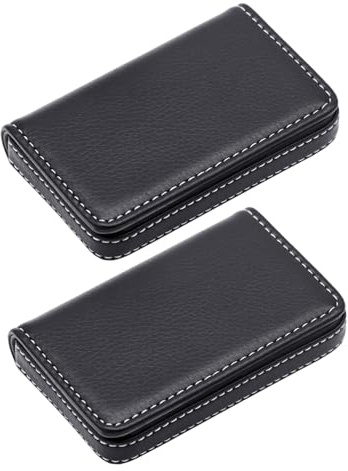 FUNOMOCYA 2 Stück Magnetischer Visitenkartenhalter PU Kartenetui Moderner Robuster Business Card Holder mit Sicherem Magnetverschluss Kompakt für Schreibtisch Tasche und Reise