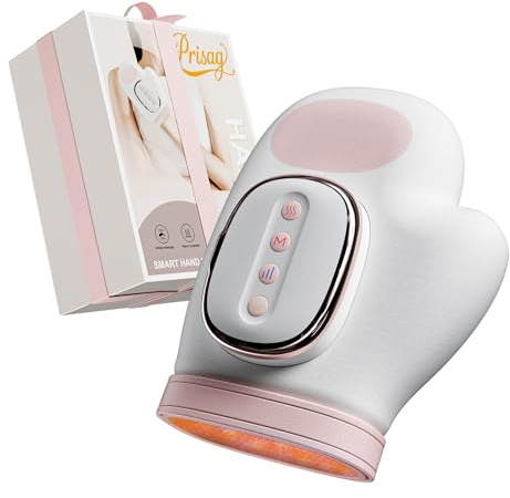 Prisag Electric Hand Massager, Portable Airbag Hand Massager with Heat and Compression Functions, 3 Modes 5 Levels 15-Minute Auto Timer, for Arthritis Carpal Tunnel Relief, Gift for Women Men Pink