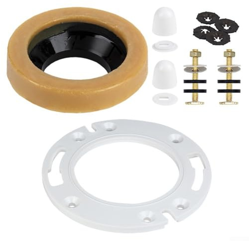 Flangia per WC in acciaio con cera per fissaggio ad anello e perdite, viti in carbonio ABS per montaggio sicuro del sedile del WC e no (bianco)