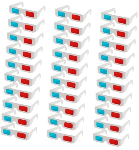 TEHAUX Occhiali 3d in Cartone Anaglifi Rossi e Blu, Confezione da 30 Pezzi Leggeri e Usa e Getta, Occhiali da Cinema e Adulti, Accessori per Film e Video 3d a Casa