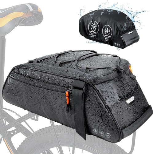 Nasjac Bike Rear Rack Bag，Waterproof Bicycle Pannier Carrier for Rear Seat, Reflective Multifunctional Bicycle Back Seat Cargo Carrier with Shoulder Strap for City Commuter Bikes Black 10L