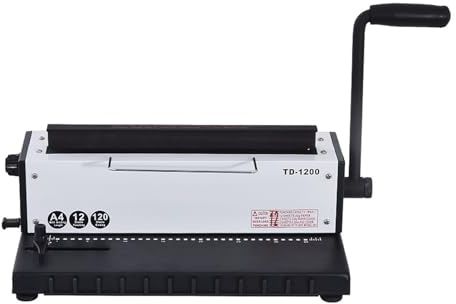 Bindemaschine, TD-1200 Manuelle Spiraldrahtbindemaschine aus Metall mit 34 Stanzlöchern, for Menüs, Fotoalben, A4-Papierdokumente, Binder-Stanzmaschine