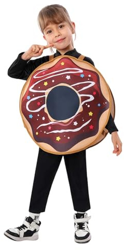 Generico Costume cosplay per bambini tema cibo Halloween vestito gioco ruolo feste scolastiche spettacoli teatrali abbigliamento scenico divertente (Khaki, 6-7 Years)