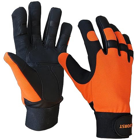 SWS Forst GmbH Leder Schnittschutzhandschuh beidseitiger Schutz Forsthandschuh 16m/s Gr. S-XL (XL)