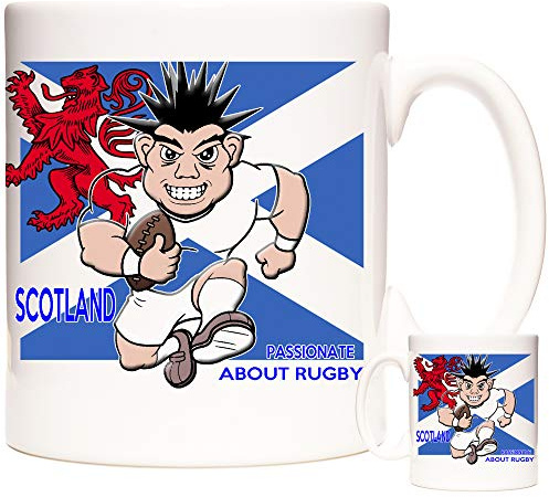 KAZMUGZ Scotland Rugby-Tasse, Passionate About Rugby, 325 ml, Keramiktasse für Fans der WM Rugby