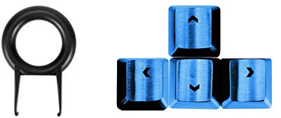Fitlink FPS & MOBA Gaming Keycaps, Stainless Steel Metal Mechanical Keycap with Key Puller Compatible with Cherry Mx Switch Mechanical Keyboard (Silver) (Diamond Blue, Directions)