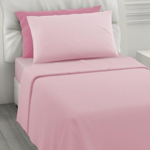 L'ANTICO ARCOLAIO - Lenzuola Letto Singolo 100% Cotone Completo con Federe Cuscini, Set Anallergico e Antiacaro, Colore Tinta Unita, Manifattura Made in Italy con Fibra Naturale