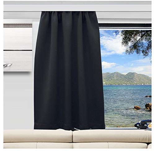 Wohnmobil-Gardine Mattis schwarz | Maßgefertigter Verdunklungs-Vorhang mit Reihband | Hochwertiger Dekoschal für Caravan & Wohnwagen | Blickdichter Sichtschutz Höhe 120-200 cm x Breite 70-140 cm
