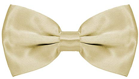 MASADA Herren Fliege Beige glänzend und stufenlos verstellbar, handgefertigt mit Hakenverschluss - 12 x 6 cm 100% Polyester