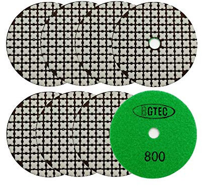 BGTEC 100mm Set di Tamponi Diamantati a Secco 8 pezzi #800 Kit di Tamponi per Granito, Marmo, Pietra, Quarzo, Piastrelle, Bordi del Pavimento in Cemento, Lucidatura del Controsoffitto