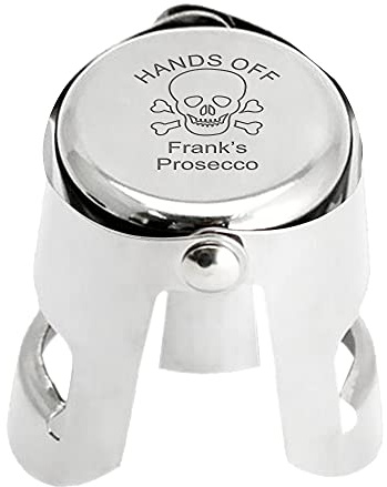 Personalised Champagne Bottle Stopper Engraved Prosecco Moscato Spumante Sparkling Stoppers Custom Bottle Stoppers Gift for Wedding Anniversary Fathers Day Birthday Christmas Valentine (Skull)