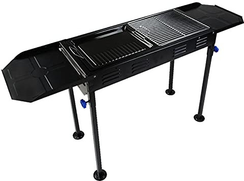 Barbacoa Portátil Asador Parrilla de carbón de leña Parrilla de acero inoxidable de acero inoxidable Inicio Barbacoa Horno de carbón con sartén antiadherente Parrilla BBQ para Picnic Patio Backyard Ba