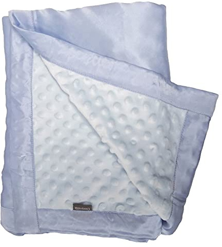 Cozysilk Baby Weiche Seidendecke – 100% Maulbeerseide auf Einer Schicht mit Minky Plüsch Punkt Decke Rückseite – Wendbare Doppellagige Geschenk für Mädchen Jungen am besten (75 x 100 cm, graublau)