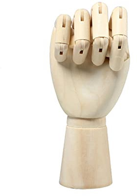 MEETOZ 7 Inch Wooden Hand Model Flexible Moveable Fingers Manikin Hand Figure Hand Model for Drawing, Sketching, Painting(Right Hand)