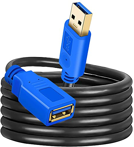 Hanprmeee Cavo Prolunga USB 3.0 Maschio A Femmina A 5Gbps Cavo Estensione USB 3.0 Placcato Oro per Chiavetta USB, Hub USB, Disco Rigido Esterno, Tastiera, Mouse, Gamepad, Videocamera, ecc. (25Ft)